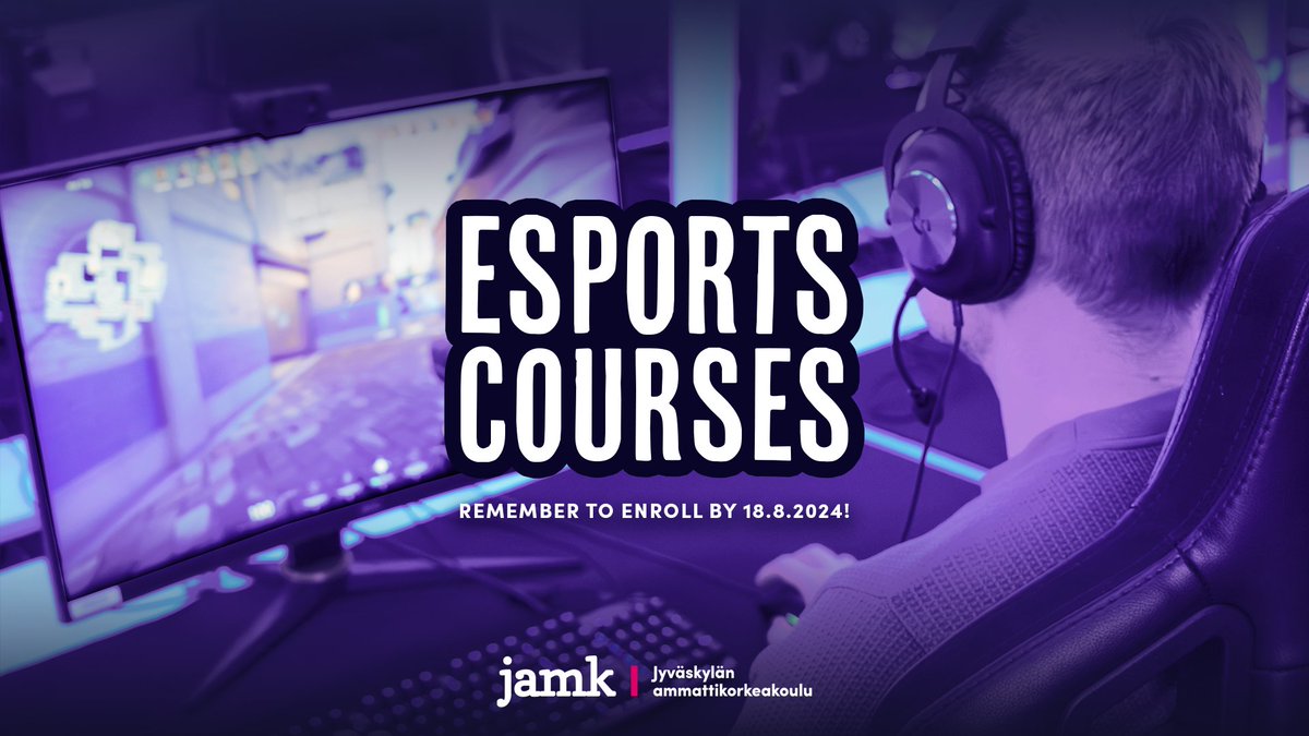 JamkGamePit's tweet photo. Hei, #esportsfi! 

Ilmoittautuminen syksyn e-urheiluopintojaksoille on auki vielä tämän viikon. 

📢 Tarjolla Esports Coaching sekä Roles &amp; Responsibilities in Esports Organization - Linkit ja lisätiedot kommenteissa!

Mukaan pääsee myös avoimen väylän tai CampusOnlinen kautta. https://t.co/ulV2jyv3Go