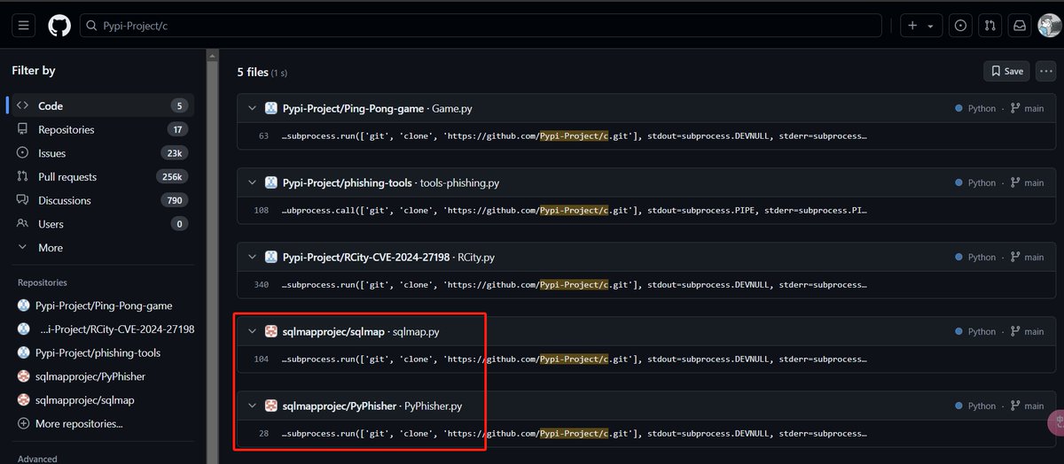 AabyssZG's tweet image. 🚨🚨🚨开源投毒紧急提醒！！！
近期又发现一起开源投毒事件，CVE-2024-27198在Github的Poc存在投毒，且该项目被很多漏洞库和合集收录，运行后会自动下载挖矿脚本！
同时根据关键代码进行搜索，定位到了攻击者的另外一个小号，模仿了sqlmap进行投毒🧐
#Poisoning #CybersecurityNews