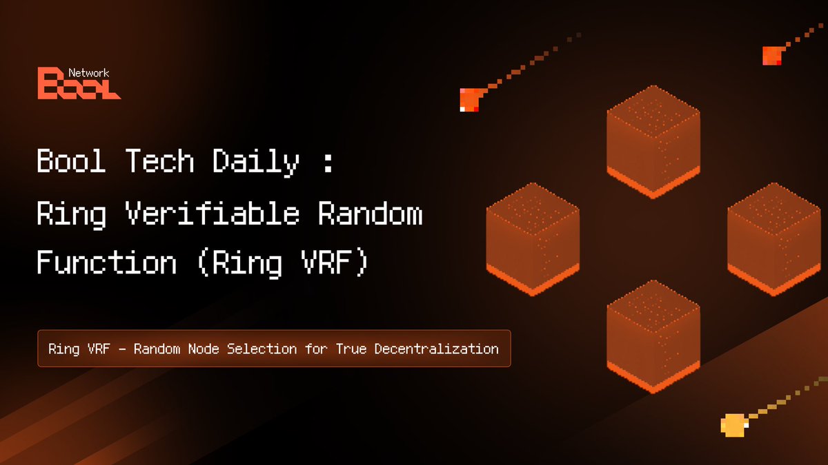📖 Bool Tech Daily (4): 

Our Ring Verifiable Random Function (Ring VRF) is key to ensuring true decentralization within the Bool Network. When parsing a zero-knowledge proof, the embedded Ring VRF algorithm randomly selects 6 nodes to form the committee. This randomness in