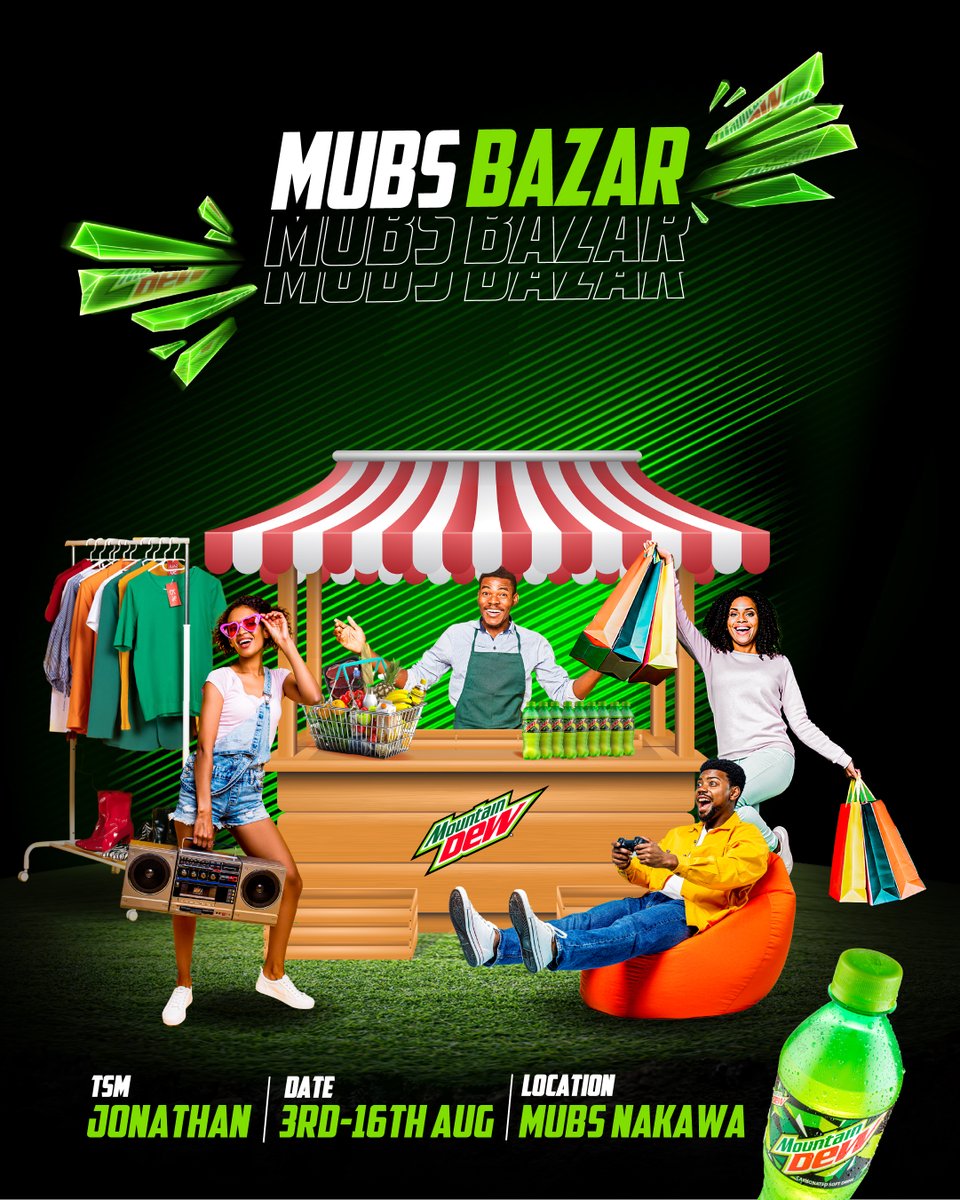 The MUBS bazaar is on😎 , lets take on a shopping ,fun and thrilling giving experience at MUBS .

#dothedew