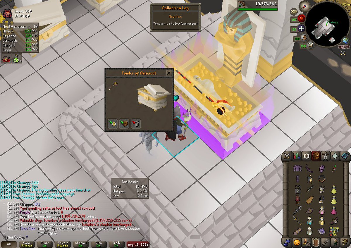 OSRSKooky's tweet photo. The iron's second TOA purple?! This account's rng is actually insane. https://t.co/LBxUd2kLb4