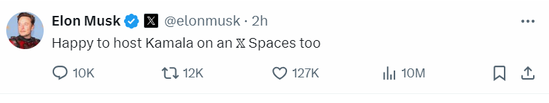 IsraMum's tweet photo. @elonmusk @realDonaldTrump Waiting for @elonmusk's conversation with @KamalaHarris , and for the inevitable comparison.
He invited her, but apparently the invitation got lost in the mail. So he just invited her again. https://t.co/Tarhstwd5i
