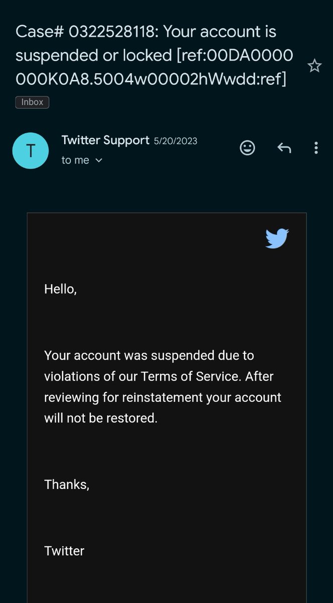 0xitsPaul's tweet photo. I Appealed Suspension of @bwithrajesh for More than 20 times and Recieved this only piece of shit from Automation bot of Twitter Support @Support @elonmusk 
Totally Disappointed I lost 14Yr Old Account https://t.co/8STaB1B5sz