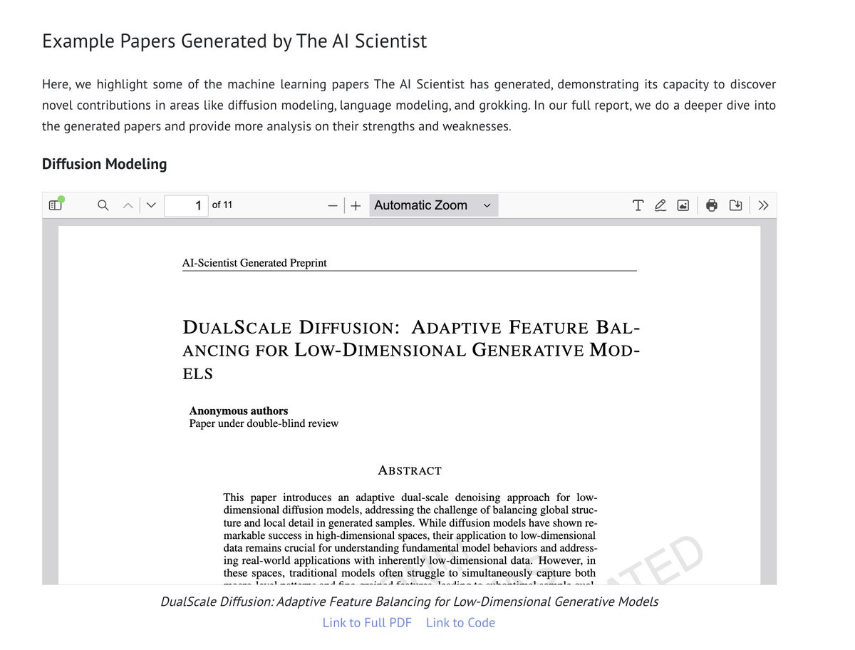 Sakana AI announces The AI Scientist

Towards Fully Automated Open-Ended Scientific Discovery

discuss: huggingface.co/papers/2408.06…

One of the grand challenges of artificial general intelligence is developing agents capable of conducting scientific research and discovering new