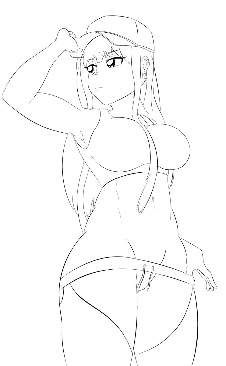 Drawing of my OC, Daeda! Might color it later for some more practice ^^