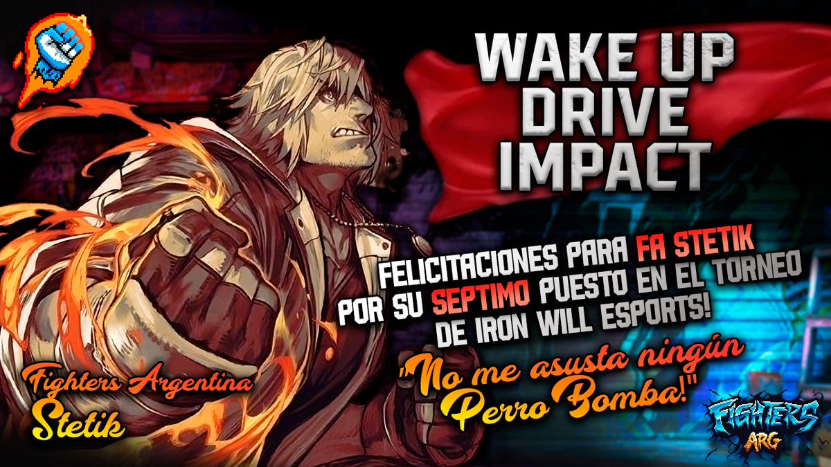 Felicitaciones para
<a href="/Stetik09/">IW | Stetik</a> 
por su Séptimo puesto en el torneo WAKE UP DRIVE IMPACT de
<a href="/IronwilleSports/">Ironwill</a>

"A este guacho no lo asustan los Perros Bombas!"

👏👏👏👏👏