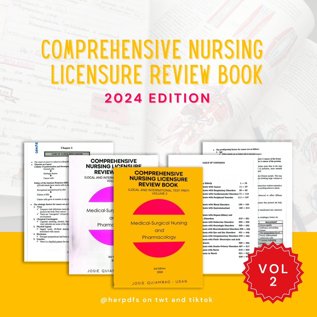 herpdfs's tweet image. Comprehensive Nursing Licensure Review Book by Josie Udan PDF Vol 1&amp;amp;2 SCANNED COPY    

🏷️₱120 po for 2 

✅Downloadable and Printable   
✅Lifetime Access on Gdrive Folder

t. lf pdf josie udan nle reviewer pnle2024 nursing board exam licensure nclex rn study guide