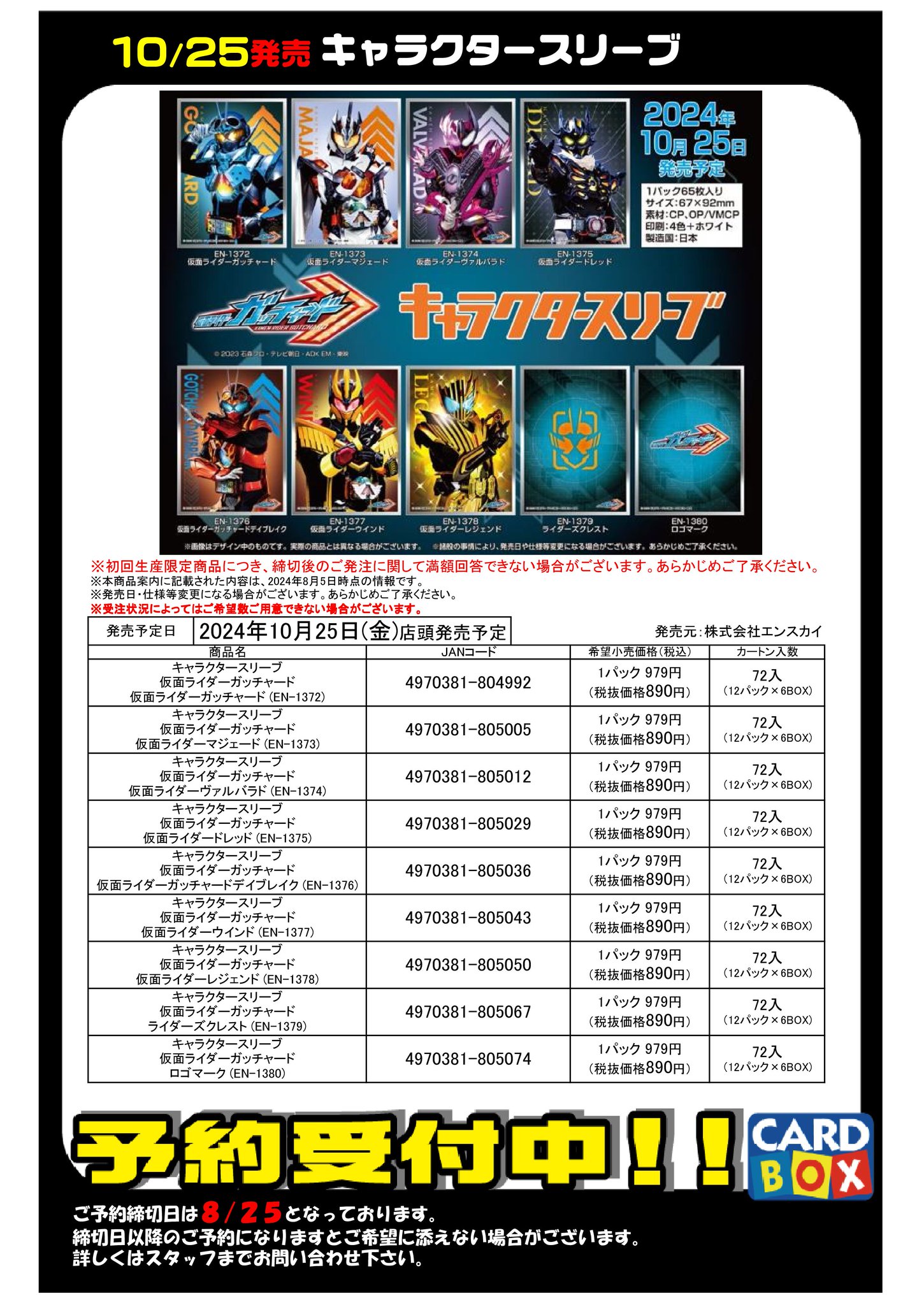 仮面ライダーガッチャード スリーブ オーバースリーブ セット