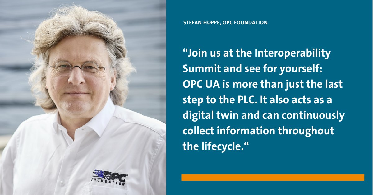 VDMAonline's tweet photo. OPC UA is more than just the last step to the PLC; it's a digital twin collecting data throughout the lifecycle," says Stefan Hoppe, @OPCFoundation. π
π
Sept 16, 2024 | π Frankfurt
Join us & register free: https://t.co/2F1GrNdwfQ.
#InteroperabilitySummit #VDMA #OPCUA https://t.co/VtzkAQ3ALk