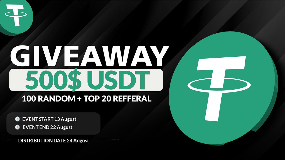 🔥 USDT Giveaway Event 

🎁 Total Reward Pool 500$ $USDT 

✅ Giveaway Link 
t.me/SomniaUSDTGive…

#Airdrops #Giveaway #crypto #airdropcrypto #airdrop #bitcoin #usdtgiveaway #usdt
