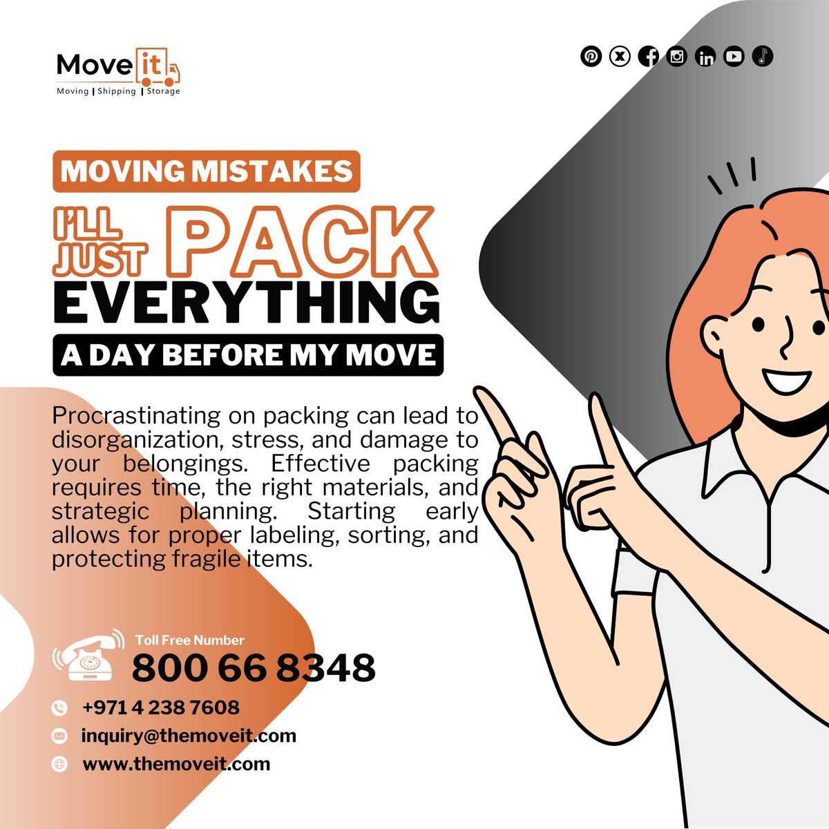 moveitdxb's tweet image. #MovingMistakes | I'll just pack everything a day before my move.

Avoid postponing packing to the last minute as it will increase your moving challenges.

Need a moving expert? 🤝

📞 Call: +971 4 238 7608

#moving #movers #themoveit #moveitdxb #movingcompany #x #BTSisSeven