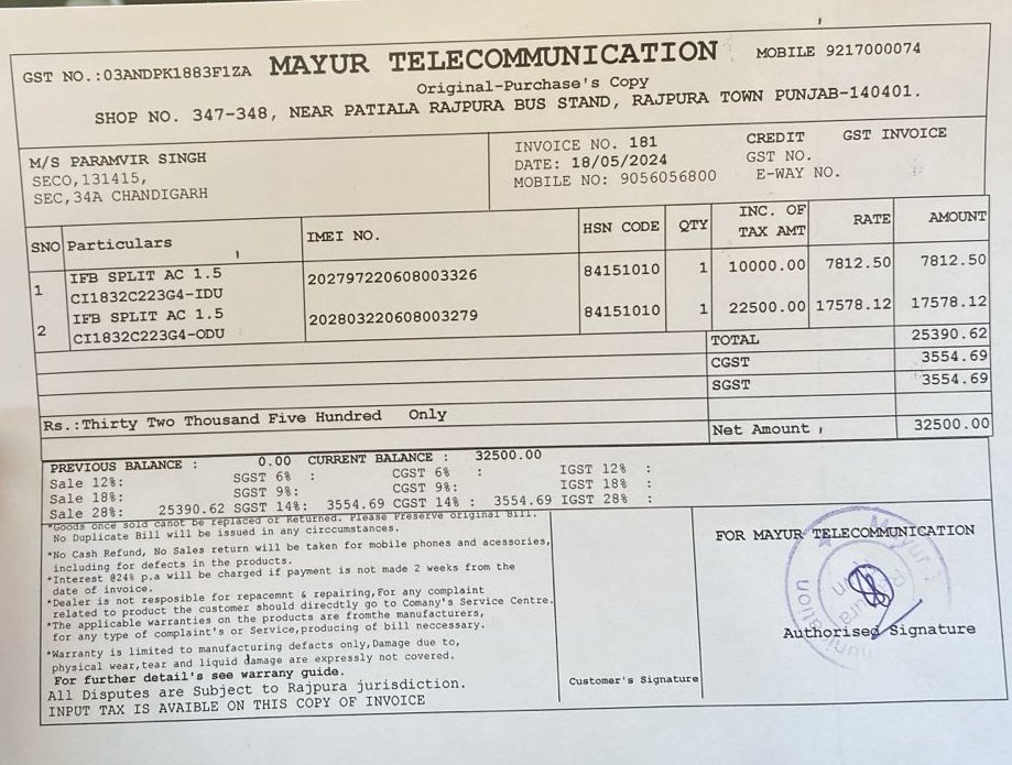 itssusharma's tweet photo. @IFBAppliances Ac installed in Mohali, Sector 76, Punjab in May. Very less Cooling. Complaints raised three times to Service Head Mr Hitesh. Three visits done, No solution.  No replacement.  Service guy comes and checks and never reports back.  
#Disappointed
#poorservice https://t.co/3t9AxQQ1pX