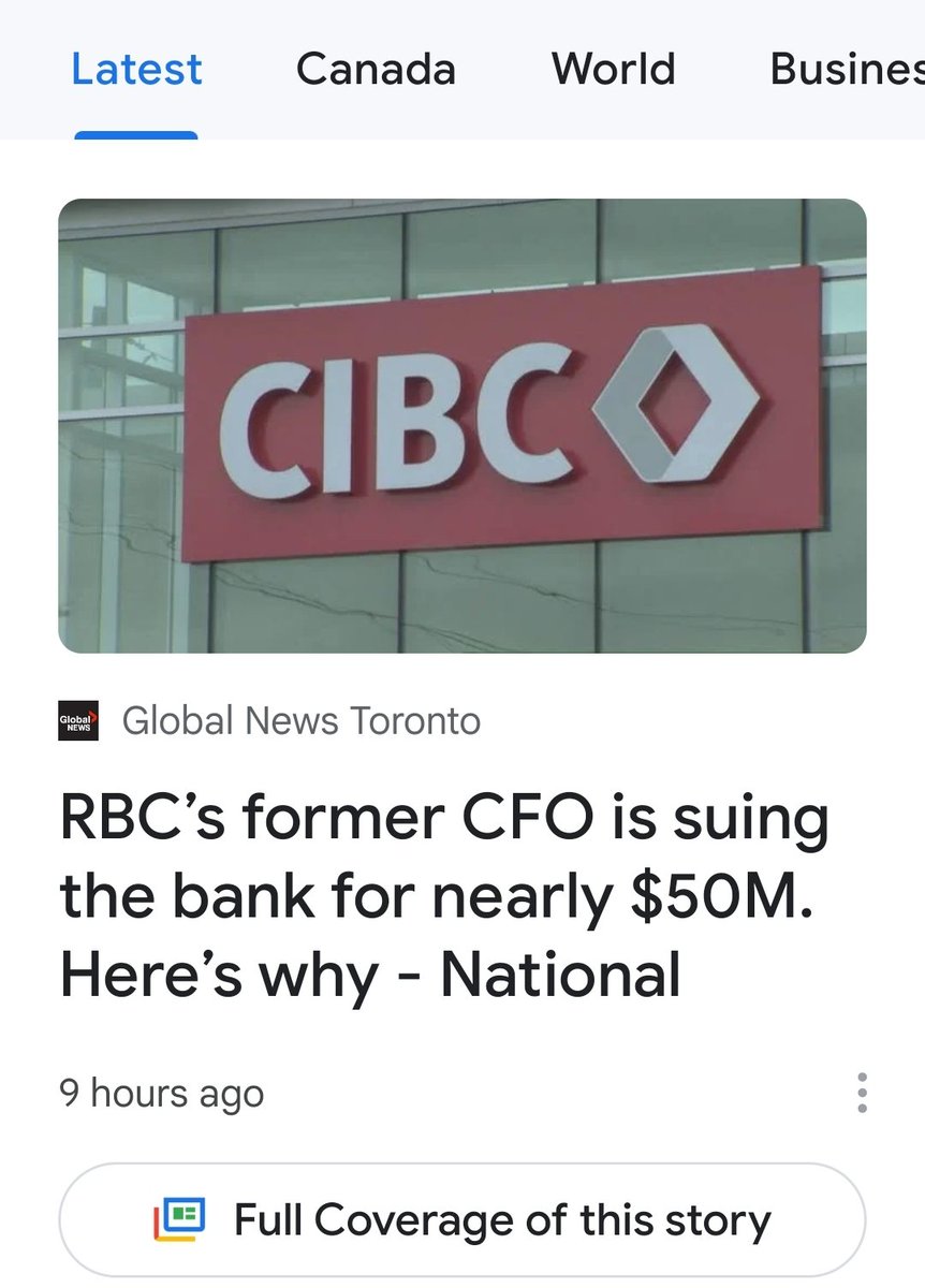 BrianSYYZ's tweet photo. Hey @globalnews and @globalnewsto, why are you showing a CIBC logo in your story on Google News about the former CFO of RBC? https://t.co/fTJuhVgpD4