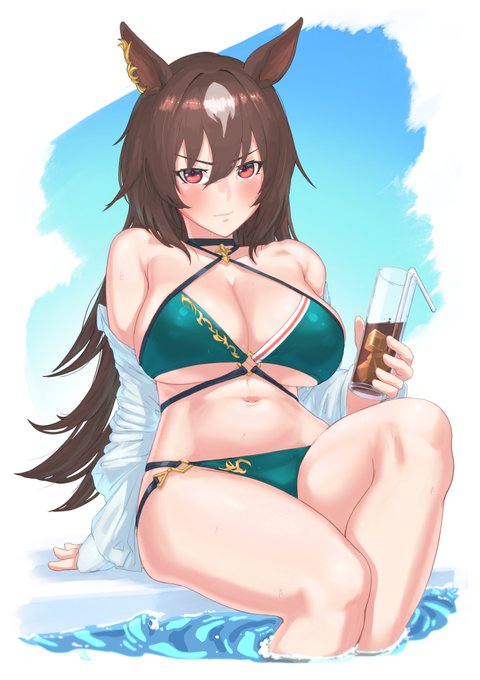 「鼻の下が伸びてるぞ、トレーナー...」
#ウマ娘
#シリウスシンボリ 