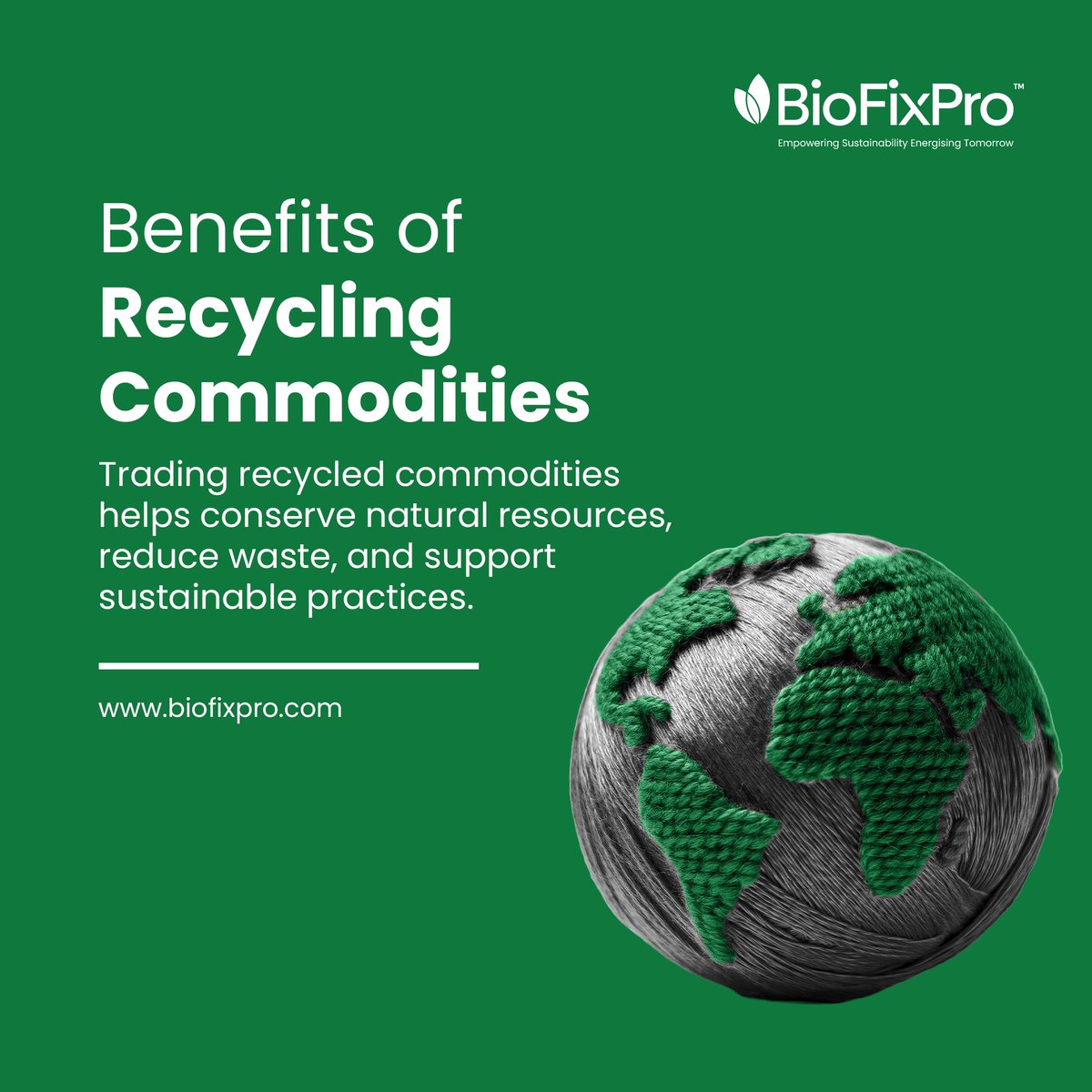 BioFixPro's tweet image. Trading waste into valuable resources. BioFixPro drives eco-friendly commodity trading. ♻️ 

#SustainableTrading #WasteManagement #EcoFriendly #Recycle #SustainableLiving #CleanEarth #EcoFriendlyServices #ZeroWaste #WasteReduction #biofixpro #bigreenbin #LikeBioFixPro