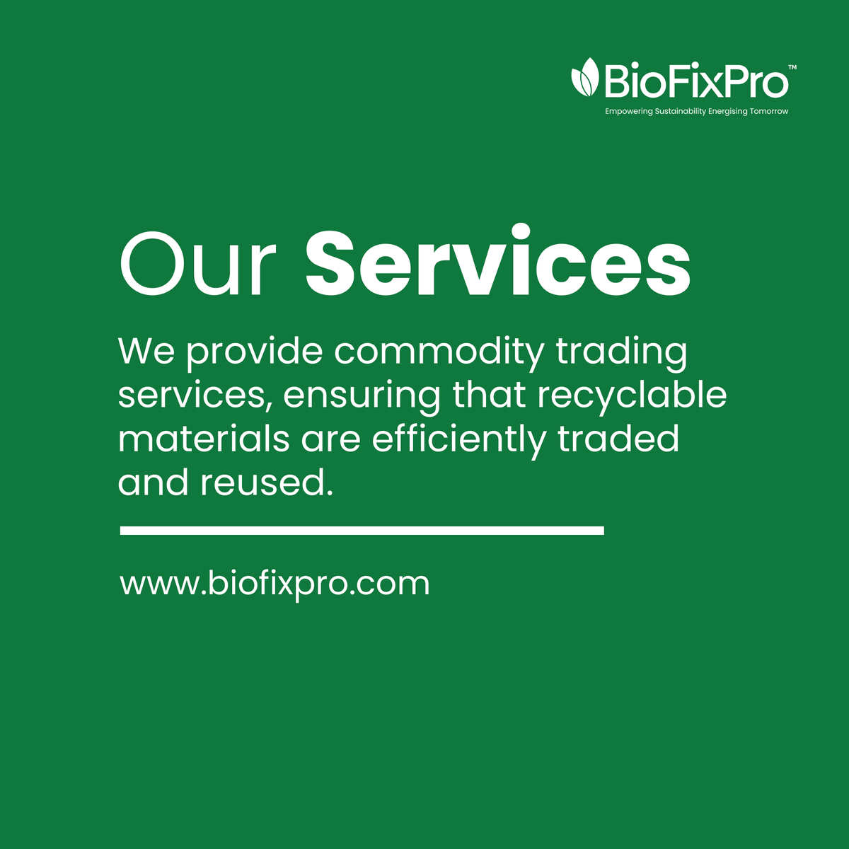 BioFixPro's tweet image. Trading waste into valuable resources. BioFixPro drives eco-friendly commodity trading. ♻️ 

#SustainableTrading #WasteManagement #EcoFriendly #Recycle #SustainableLiving #CleanEarth #EcoFriendlyServices #ZeroWaste #WasteReduction #biofixpro #bigreenbin #LikeBioFixPro