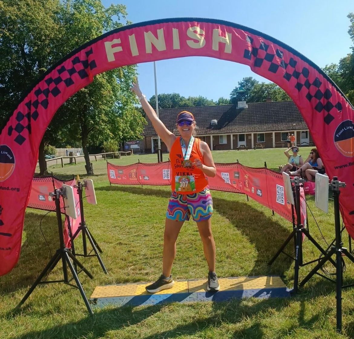 Well done Vikki &amp; Dawanie at the <a href="/finishlinefund/">Finishlinefund</a> frolic race! Running as many miles as you can in 6 hours for an amazing cause! Loving the happystride classic Twirly wirly matchy matchy shorts 😍 👏