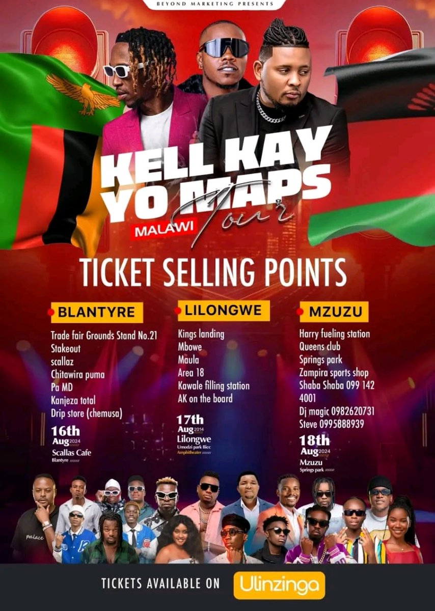 amthatguytyler's tweet photo. Oky Yoyo ku chalo just confirmed that he is really coming to malawi this Friday for the tour eeeish koma ukuku kukachema ๐ฅ๐ฅ๐ฅ
Don't miss out this important event purchase your tickets online now using this link https://t.co/j4qIArvUAX
#Kellkay
#Beyondmarketing
#Yomaps
#MasterKG https://t.co/yK5Fr7UwI1