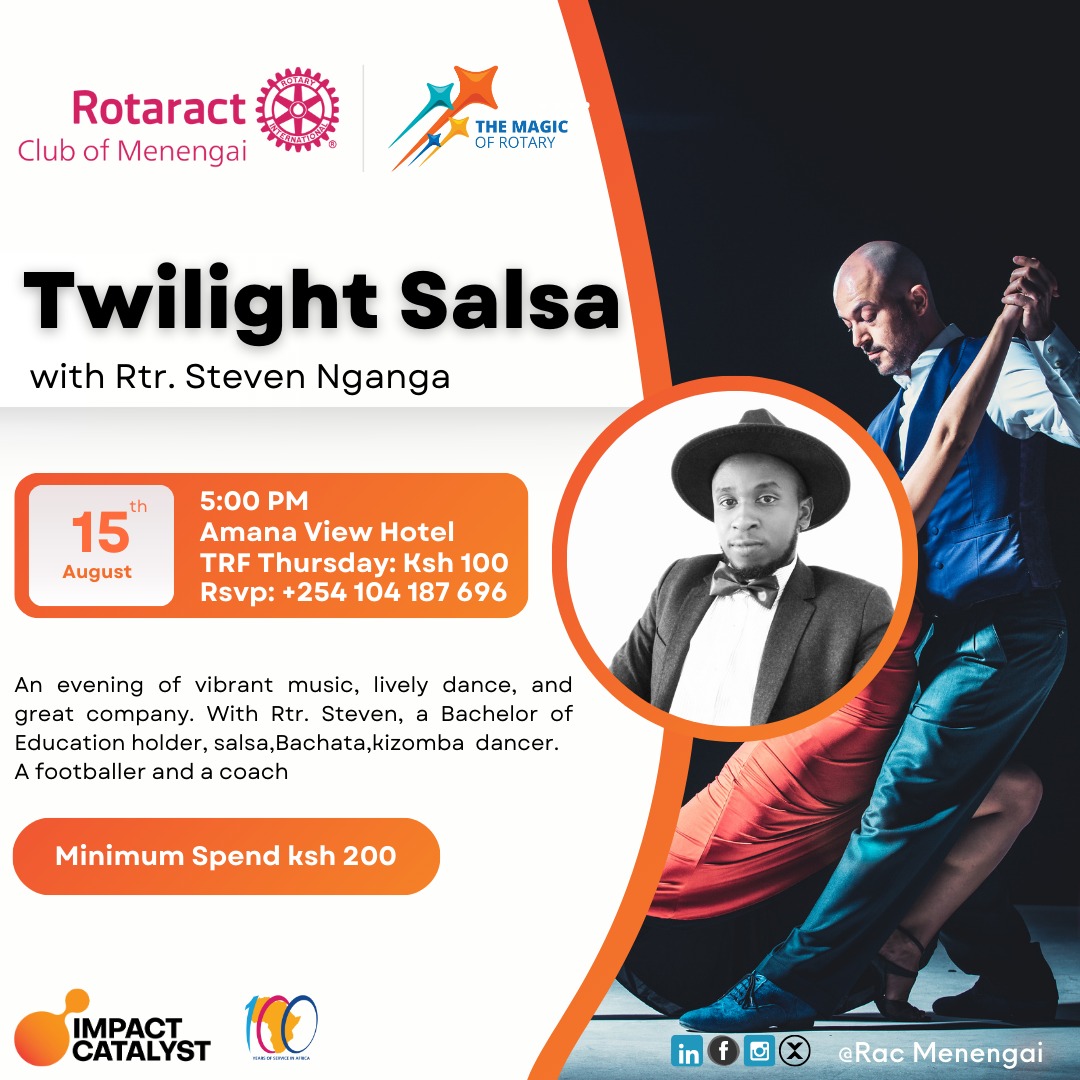 RcMenengai's tweet photo. We are thrilled to invite you to an enchanting evening of dance and music at our Twilight Salsa fellowship! 🌟 

Join us as we sway to the rhythm, surrounded by the warmth of good company and the allure of the night. 

Warm regards.🤗 https://t.co/1G3grG4HgP