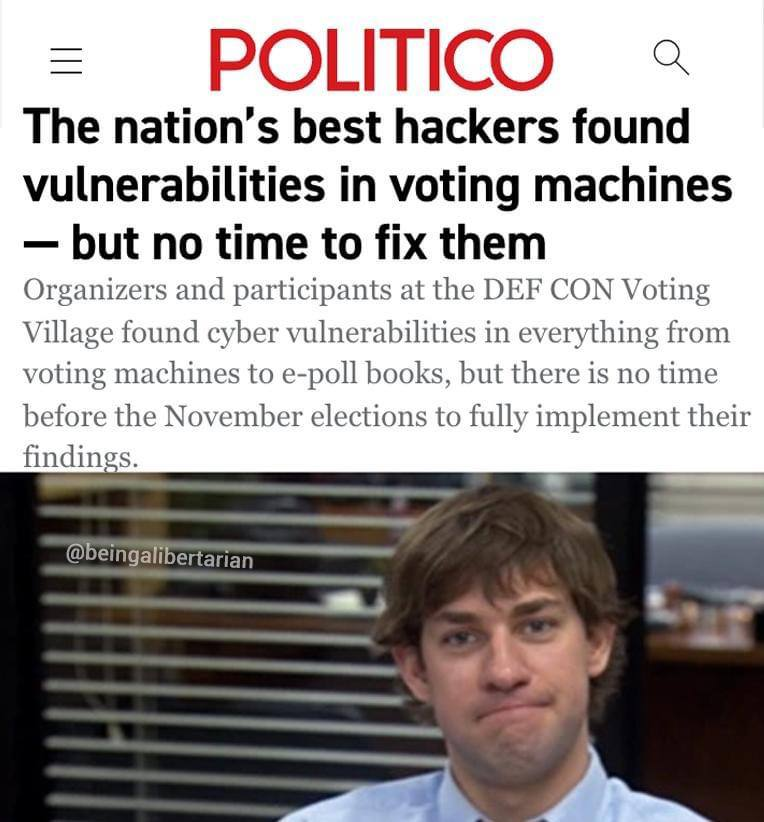 WallStreetMav's tweet image. So they admit that the voting machines can be hacked, but they claim it can't be fixed? 🤨
