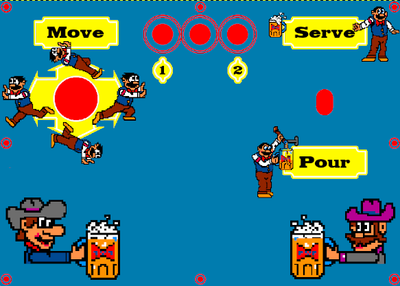 Clive_Frog_2_0's tweet image. New artwork for a #Tapper joystick on the way.
I'm not sure if I should stick something else in the middle or add some stripes or a pattern to the background to fill it in a bit. Or, the third option, leave it as is.