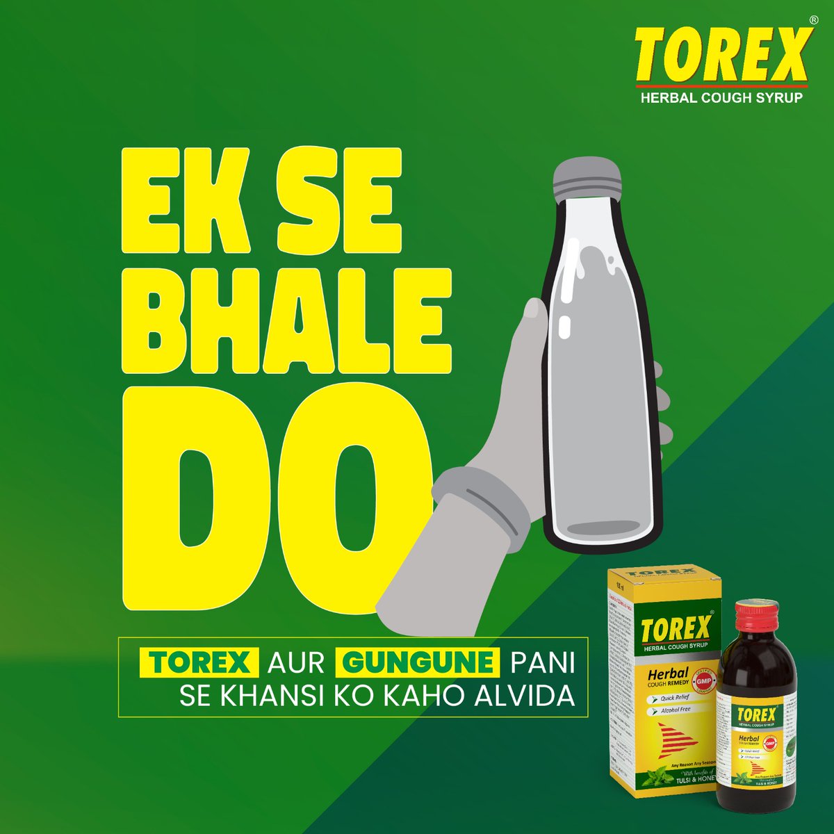 Along with Torex Herbal Cough Syrup, make sure to drink enough lukewarm water and gargle with warm salt water to soothe your throat and ease the symptoms.

#Torex #TorquePharma #CoughSyrup #HerbalCoughSyrup