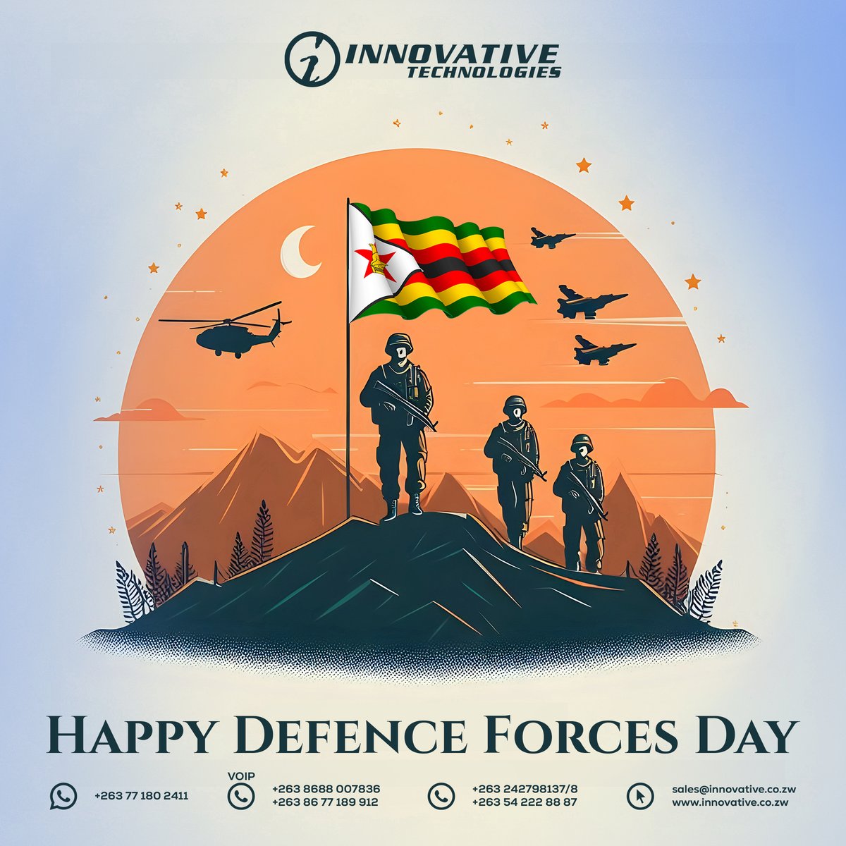 innovtechzim's tweet image. May your Defence Forces Day be filled with joy, rest, and safety. Let’s honor our defenders by enjoying the freedom they protect. #DefenceForcesDay2024 #PeaceAndRest