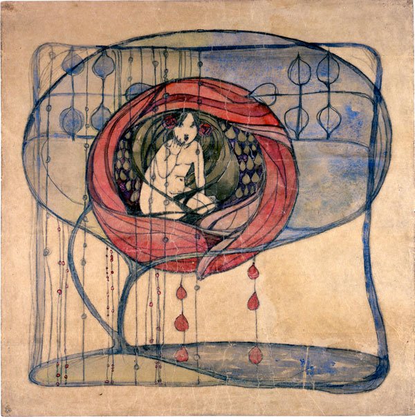 'Girl in a Tree' c.1900 created in an Art Nouveau (Modern) style by Glasgow School artist Frances Macdonald. Sister of Margaret. #WomensArt