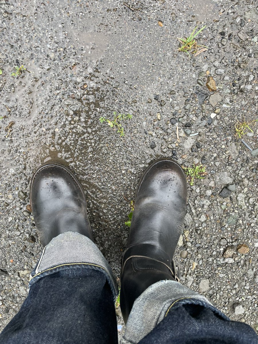 shimos_mokkou's tweet image. 雨降ってきた
長靴履いてきて良かった（◜𖥦◝ ）︎
 #redwing2268
 #pt91
