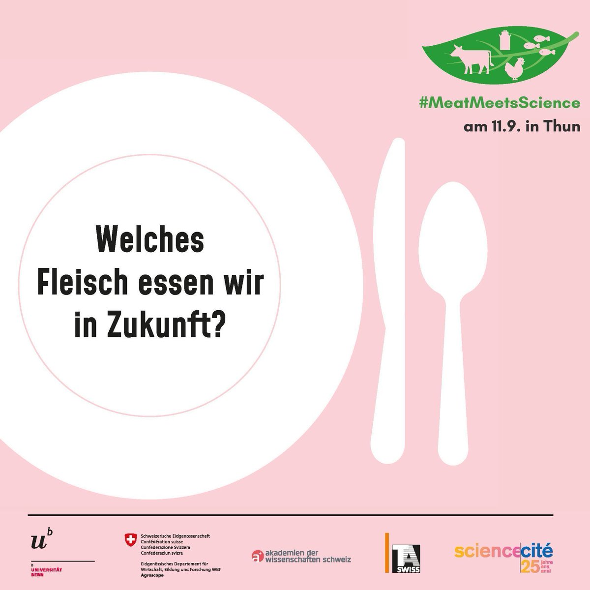 Welches «Fleisch» essen wir morgen? 🥩🥕🐖🔬

Diese Frage diskutieren wir am 🗓️ 11.9. am Monatsmarkts in Thun mit den Marktbesuchenden. 

Mit dabei: Expertinnen von @Agroscope sowie der @UniBern – und die neue Studie der <a href="/taswiss/">TA-SWISS (@taswiss@mastodon.social)</a> zu #Ersatzprodukten.

Kommt vorbei!