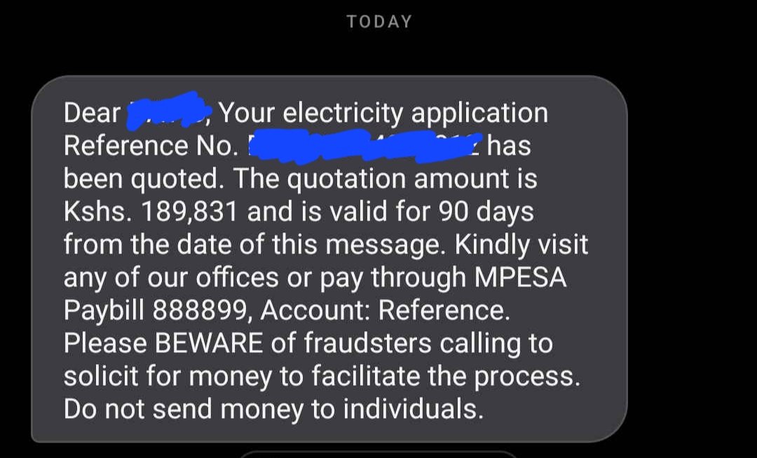 AlphaShots1's tweet photo. @KenyaPower @WilliamsRuto @OpiyoWandayi why is it this expensive to be connected to electricity for someone who is within 600m radius of the transformer. This grandpa is in desperation since it would take a lifetime to afford this. https://t.co/2rIVuO74oD