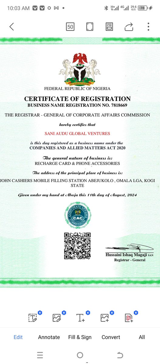 Feezkid_82241's tweet photo. @IshaqHussainiM @cacnigeria1 Good day my CAC got approved yesterday been 11th August, 2024, I want to register for TIN and the I insert the BN7818669 and the name appear like AUTANBABANYARA PROVISION which is not mine attached here is the CAC and TIN site https://t.co/BNniV83r24