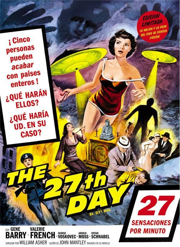 Signal9J's tweet photo. "The 27th Day" (1957)。邦題『地球侵略 27日目』。

オチが受け入れられない人も多かろう。この時代ならではの寓話と理解していても「いやいやその"解決"はアカンでしょ」と。

とはいえ「じゃあどんなオチなら満足なの？」と言われると答えに窮するのだが。

「トロッコ問題」に通じる設定だねぇ。 https://t.co/l34bBZFodK
