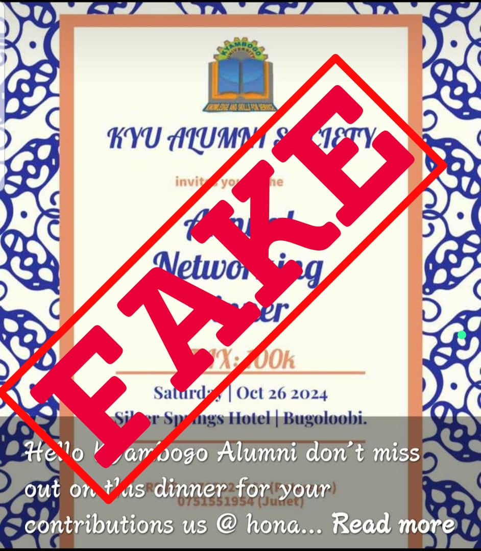 IMPORTANT NOTICE!
We have been made aware of a FAKe and ILLEGAL notice circulating about an upcomingAlumni dinner. Please DISREGARD this notice as it is NOT sanctioned by KyU. For accurate event details, always refer to our official channels.