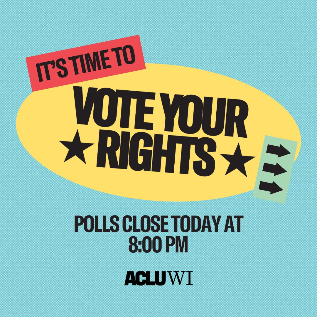 IT’S ELECTION DAY! Polls are open from 7 a.m. to 8 p.m.

If you haven’t already, you can still register at the polls (with proof of residence), and make sure you bring your ID!

Find your polling place: myvote.wi.gov/en-us/Find-My-…