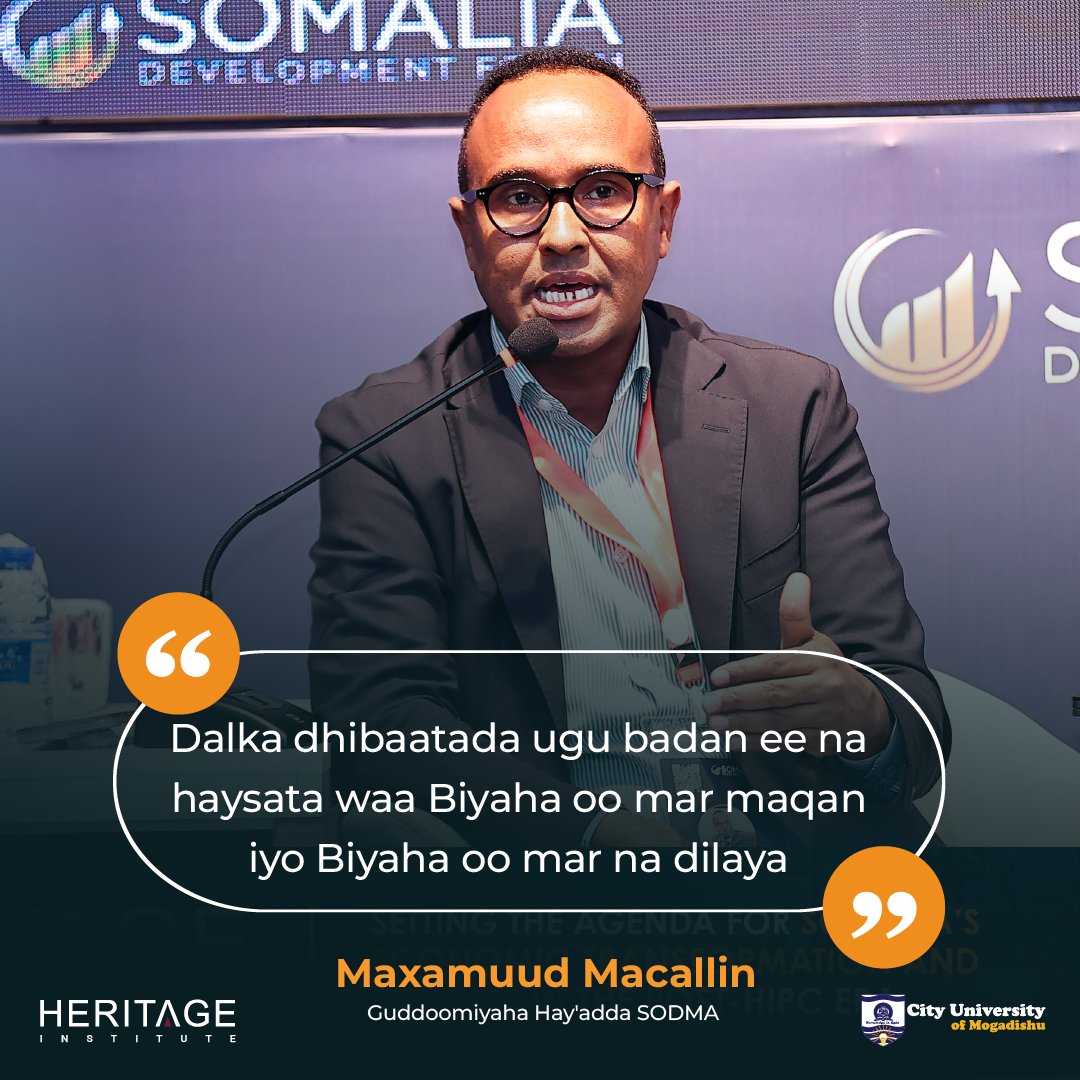 HIPSINSTITUTE's tweet image. &quot;Dalka dhibaatada ugu badan ee na haysata waa Biyaha oo mar maqan iyo Biyaha oo mar na dilaya.&quot; —Maxamuud Macallin, Guddoomiyaha Hay&apos;adda SODMA 

#SDF2024
#SomaliaDevelopment
#PostHipc
#HeritageForum