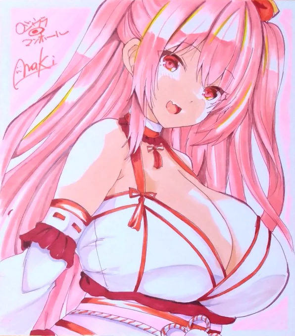 夏コミ用に描いたアナログ色紙!アナログもっといっぱい描きたいなぁコミ1、色紙メインで参加してみるというのはどうか???? 