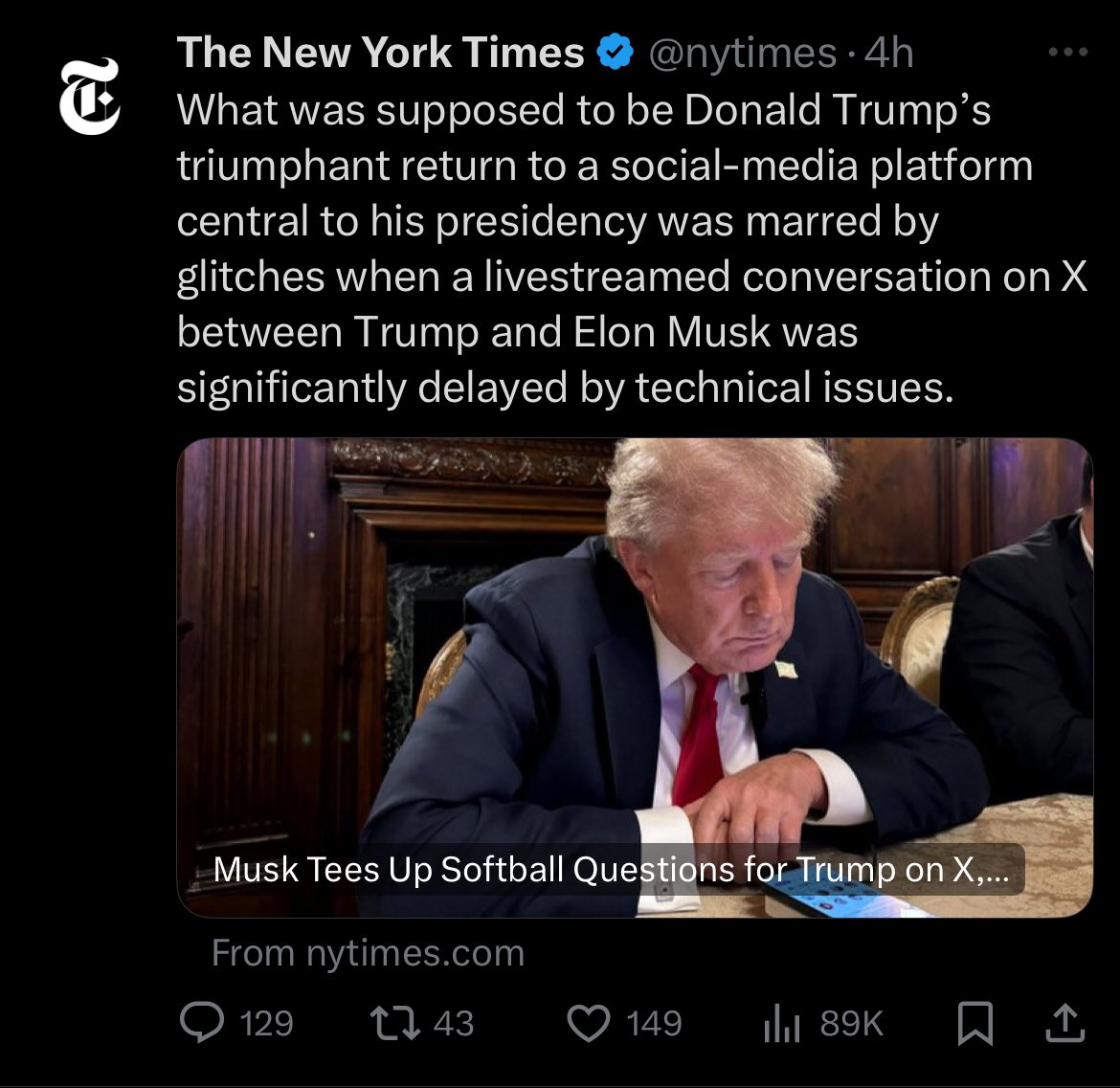 BRICSNetwork's tweet photo. Some media headlines on Elon Musk and Presidential Candidate Donald Trump X chat. https://t.co/t0MKt3QzRM