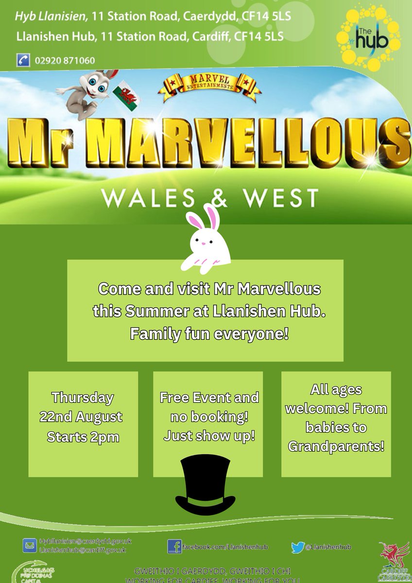 Mr Marvellous is coming to Llanshen Hub!

📅Thursday, 22nd August
🕰️2pm