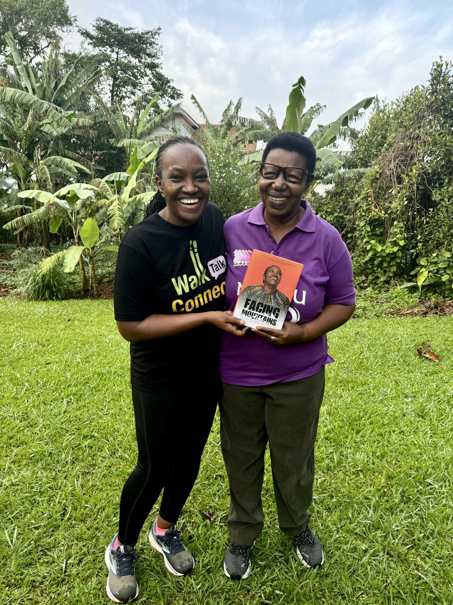 asiimwe4justice's tweet photo. Even before launching the Walk. Talk. Connect. initiative, I had walked with Miria on a few occasions.

During my upbringing, I observed my parents visit the elderly, a practice I learned from them. In recent years, as I have made it a habit to visit and engage with older individuals – some for sit downs and others for walks.

Today, I had the privilege of walking with Miria, simply to catch up with her and inquire about her well-being. Our conversations spanned various topics such as family, Ugandan and African politics, women's rights, aging, health, and more.

August is also her birthday month. She turns 71 this year. I took the opportunity to wish her an early happy birthday. 

Today day, it was an honor for me to gift Miria a copy of my book, “Facing Mountains”. I am grateful for her support in helping me face several mountains in my life.