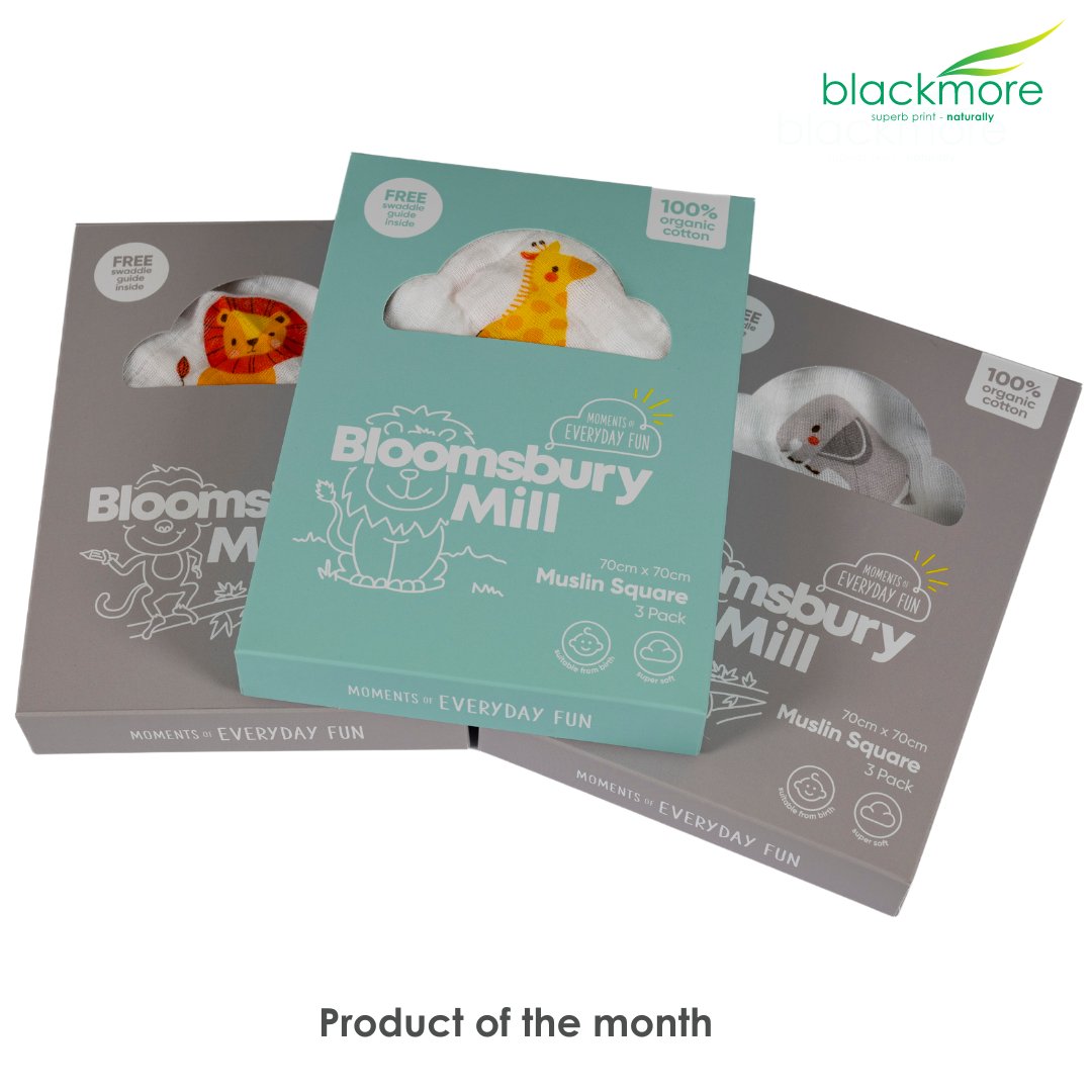 BlackmorePrint's tweet image. We recently printed this packaging for Bloomsbury Mill's muslin square packs for babies.
We love the eye-catching design of the packaging!

For more info about our printed packaging, go to blackmore.co.uk/packaging 

#blackmoreproductofthemonth #packagingprint #printingandpackaging