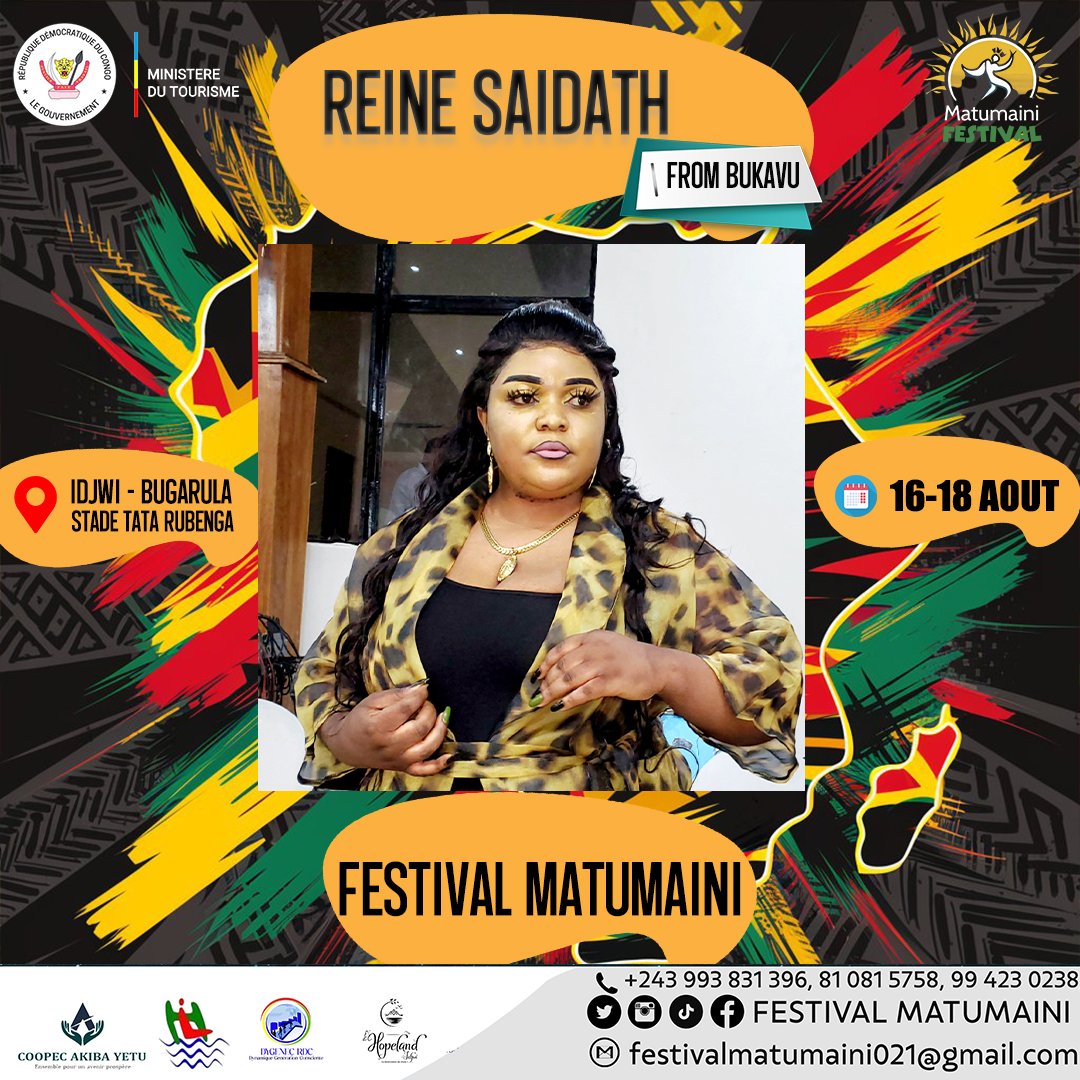PASHA_GL's tweet photo. #MATUMAINIFestival2024
A quelques jours de l'ouverture de l'édition 3 du festival, sur l’île d’Idjwi, joyau du grand fleuve, #REINESAIDATHE enverra des vocalismes pour le festival qui s’illuminera sous ses notes envoûtantes. https://t.co/8iZYGD1mzx