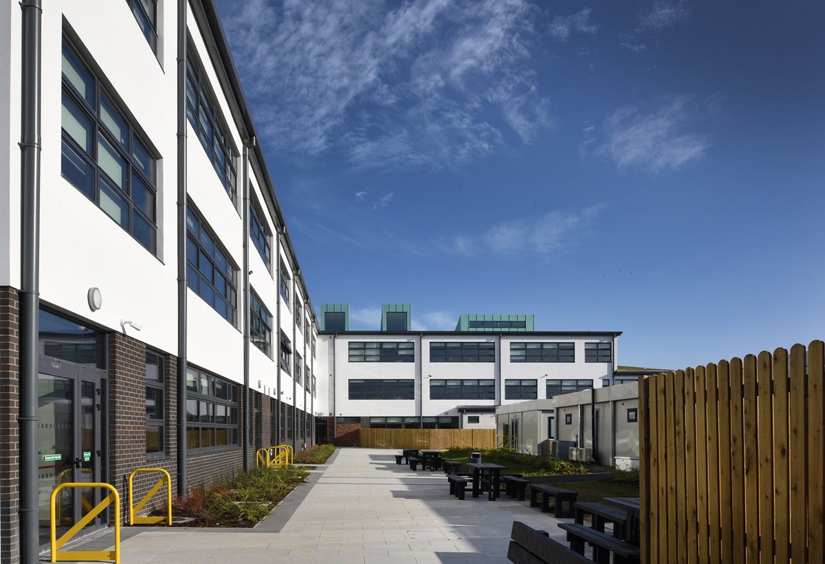 CJFAArchitects's tweet photo. Recent Project: Stepaside Educate Together Secondary School (ETSS), Ballyogan Road, Leopardstown, Dublin 18. C.J. Falconer & Associates acted as architects as part of the ABM Design and Build Ltd. Team, under the @Education_Ire's Design and Build Schools Framework.

The project consisted of the design and build of a new 11,256m2 part 1-storey, part 2-storey, and part 3-storey 1,000 pupil post primary school building - with general classrooms, specialist classrooms, 4 Classbase Special Educational Needs (SEN) Unit, General Purpose Hall, PE/Sports Hall, ancillary teaching and staff accommodation.

The project also incorporated associated 100 carparking spaces, internal access roads, drop-off areas, pedestrian access, bicycle lane, construction of external ball courts, hard and soft play areas, landscaping, connection to public services, ESB sub-station and all associated siteworks.

Upgrade works were also required to the site surrounds with a new access point off Ballyogan Avenue, a new pedestrian access off the linear park in front of Holy Trinity National School and the delivery of a greenway providing future linkage to the North and South of the site.

The project was delivered using the Public Works Contract (PW-CF 2) and was located in close proximity to numerous other live sites, along with the existing live school on the same site – and was delivered between May 2022 and end of April 2024.

For more information, and further images of the project, visit the CJFA Project Page: https://t.co/WOZR5wVaJz

Congratulations to all involved in the Design and Build Team, including:

D&B Contractors: ABM Contractors Ltd
Architects: C.J. Falconer & Associates, Architects
Civil & Structural Engineer: Hayes Higgins Partnership
Mechanical & Electrical Engineer: Varming Consulting Engineers Ltd.
Fire Safety Consultants: Maurice Johnson & Partners
B(C)AR Assigned Certifiers: Catalyst
Project Managers: KSN Project Management

Photography by: O’Shea Photography