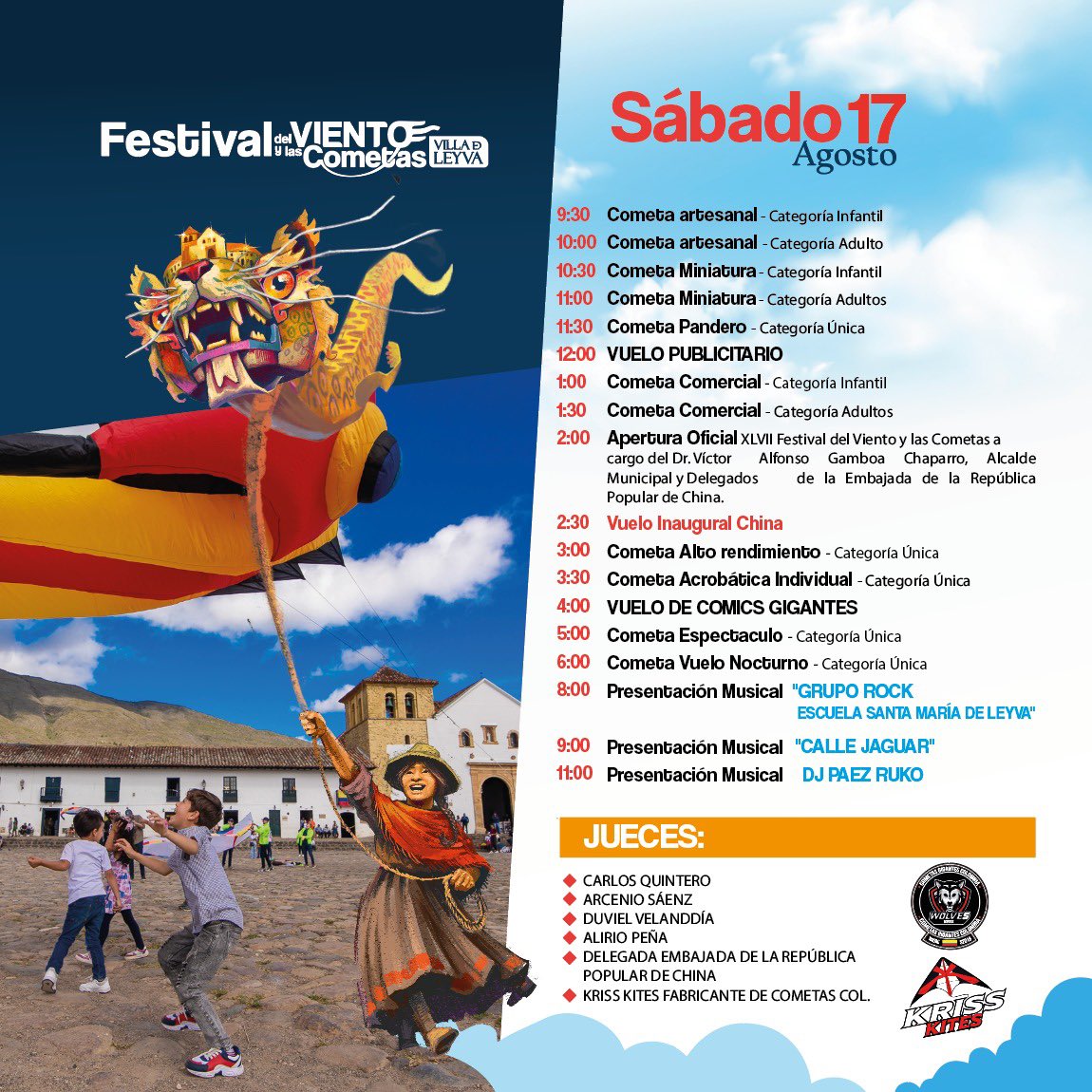 alcaldiavdleyva's tweet photo. 🪁#PROGRAMACIÓNOFICIAL

Déjate seducir y encantar este fin de semana del 17 al 19 de Agosto por nuestro🪁𝗙𝗲𝘀𝘁𝗶𝘃𝗮𝗹 𝗱𝗲𝗹 𝗩𝗶𝗲𝗻𝘁𝗼 𝘆 𝗹𝗮𝘀 𝗖𝗼𝗺𝗲𝘁𝗮𝘀🪁con China🇨🇳 como país invitado de honor, tendremos la mejor exposición de cometas, algo nunca antes visto. https://t.co/dSkb14oszT