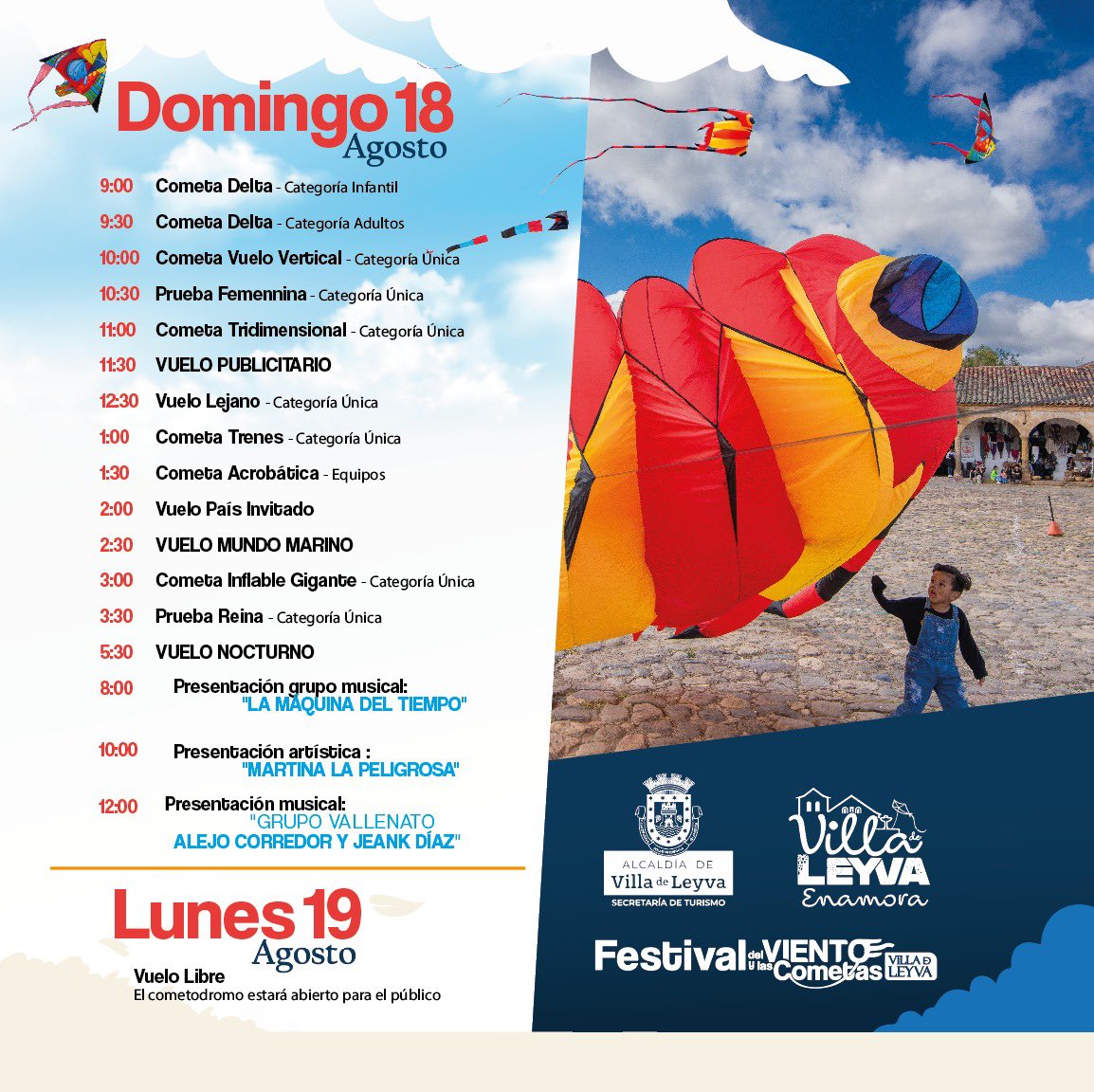 alcaldiavdleyva's tweet photo. 🪁#PROGRAMACIÓNOFICIAL

Déjate seducir y encantar este fin de semana del 17 al 19 de Agosto por nuestro🪁𝗙𝗲𝘀𝘁𝗶𝘃𝗮𝗹 𝗱𝗲𝗹 𝗩𝗶𝗲𝗻𝘁𝗼 𝘆 𝗹𝗮𝘀 𝗖𝗼𝗺𝗲𝘁𝗮𝘀🪁con China🇨🇳 como país invitado de honor, tendremos la mejor exposición de cometas, algo nunca antes visto. https://t.co/dSkb14oszT
