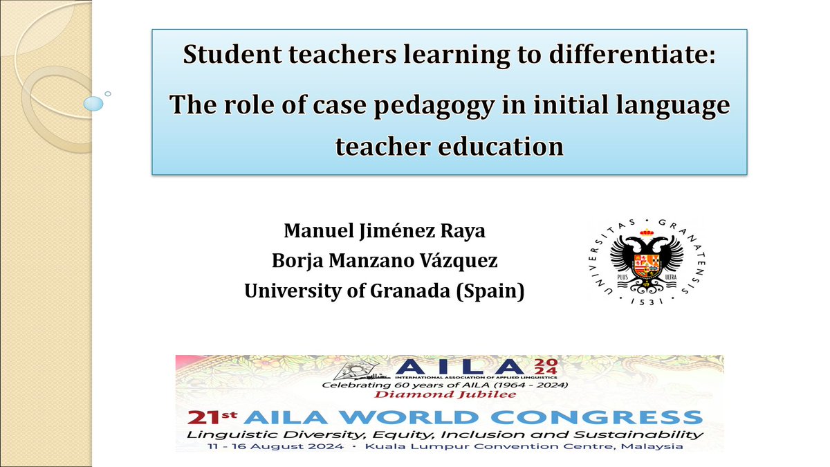 Ready to participate tomorrow at #AILA2024 and talk about student teachers learning to differentiate! <a href="/AILA2024/">AILA 2024</a> <a href="/CanalUGR/">Universidad Granada</a>
