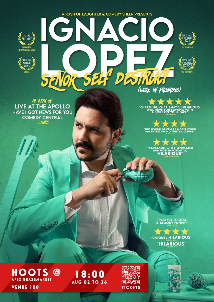 Michelle and I went to genuinely absurd lengths to make the poster for my Edinburgh Fringe show this year. 😅It's my favourite poster I've ever had (even though it's super bright, and I usually only wear variations of black or crimson clothes). 
(1/3)