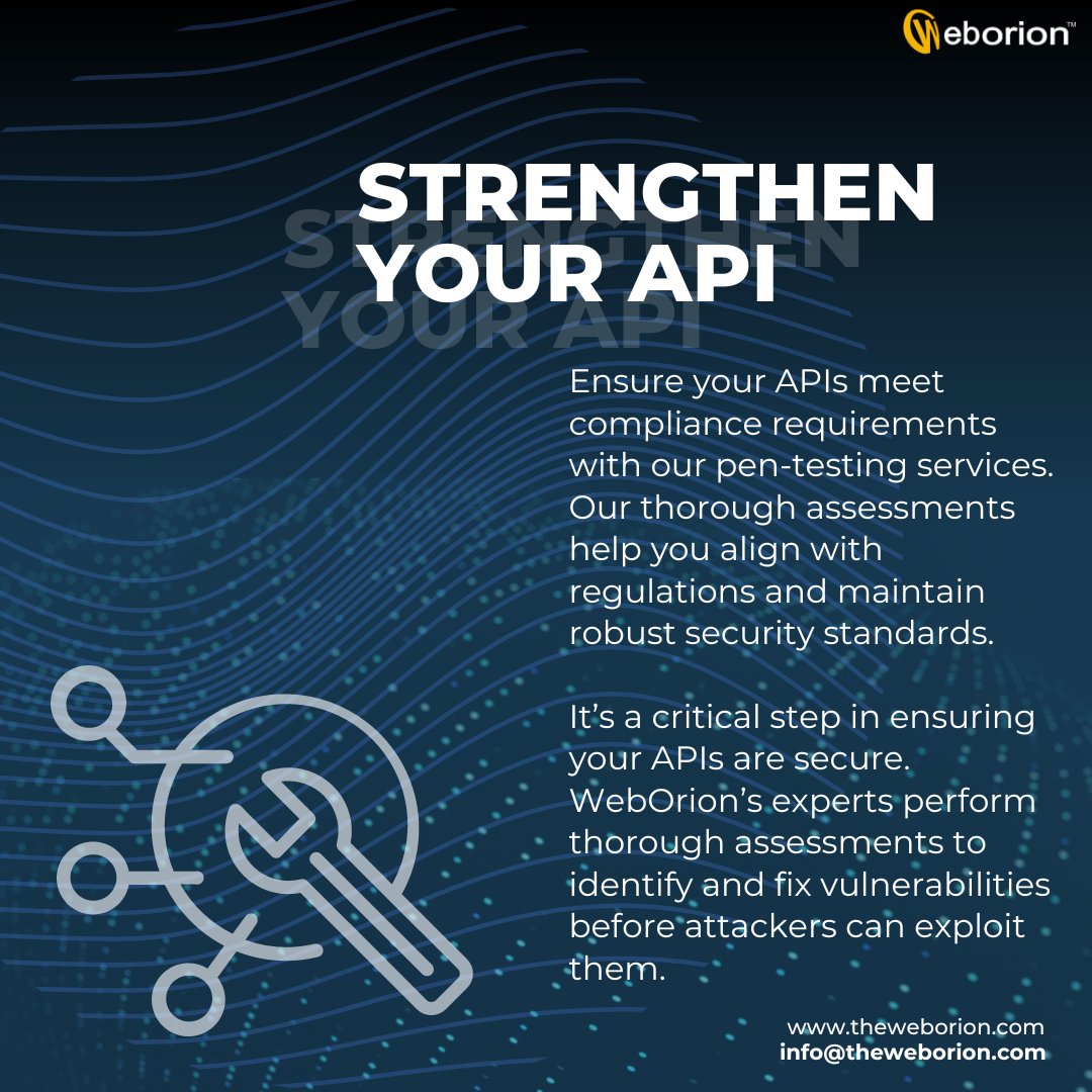 weborion's tweet photo. WebOrion: Your trusted partner for securing your APIs.
#WebOrion #APISecurity #PenTesting #Compliance #Cybersecurity #DataProtection #API #ITSecurity #InfoSec #SecurityAwareness #APIPenTesting #APIProtection #CyberSecurityExpert https://t.co/EdYQAf4yr3