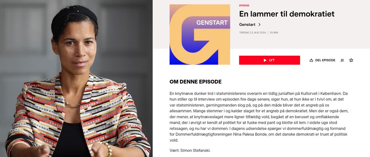 ninapalesabonde's tweet photo. Du kan i dag lytte Genstart og min og Simon Stefanskis samtale om dommen efter slaget mod Mette Frederiksen og/eller demokratiet.  

Også om fokus på det aktuelle debatmiljø med afsæt i tiden fra, vi først hørte om slaget til selve dommen. 

Vi dykker ned i politisk motiveret vold og prisen for demokratiet og ytringsfriheden.  
#dkpol #dkmedier 

Timingen af deltemaet om debattonen, kunne ikke have været "bedre", for jeg har også fået røg den seneste tid i debatten.
Som jeg netop har besvaret en grundløs klage til mit forbund udløst af... well...lad nu de mediekritiske ligge... er jeg ærligt lidt mør. 
Har du tanker om programmet, så beder jeg til at dele den gode tone med mig.

https://t.co/pmZgJFyA5I