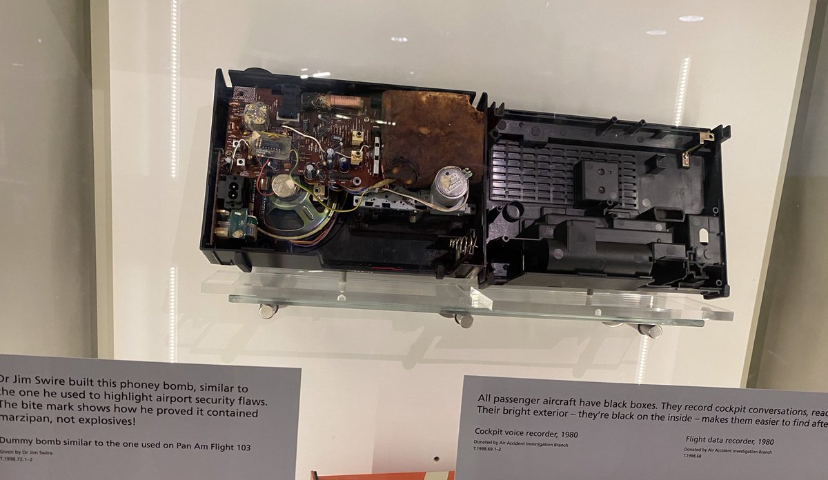 DJSnM's tweet photo. Here’s a fascinating item on display at the Glasgow transportation museum, a fake bomb carried in hand luggage by the father of a victim of the Lockerbie bombing, attempting to show airport security was poor.  The fake Explosive was Marzipan, there’s a bite missing from the corner to demonstrate this.

And the story of Pan Am flight 103 is still not over:
https://t.co/k4GJ9vu2C4